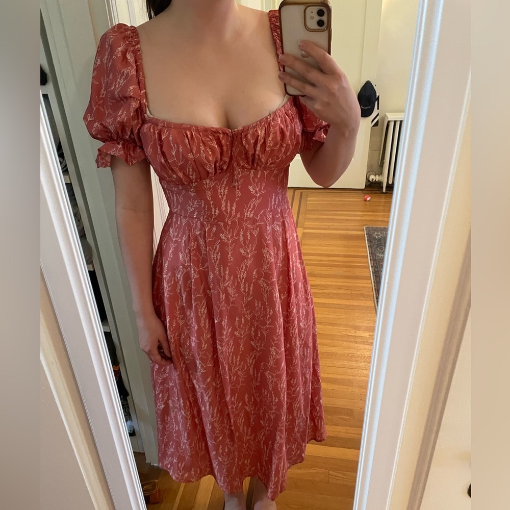 Gaala Floral Pink/Salmon Midi Dress